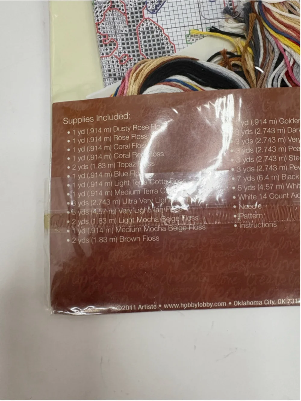 Artiste Mini Cross Stitch Kit I Love Dogs Beige Brown